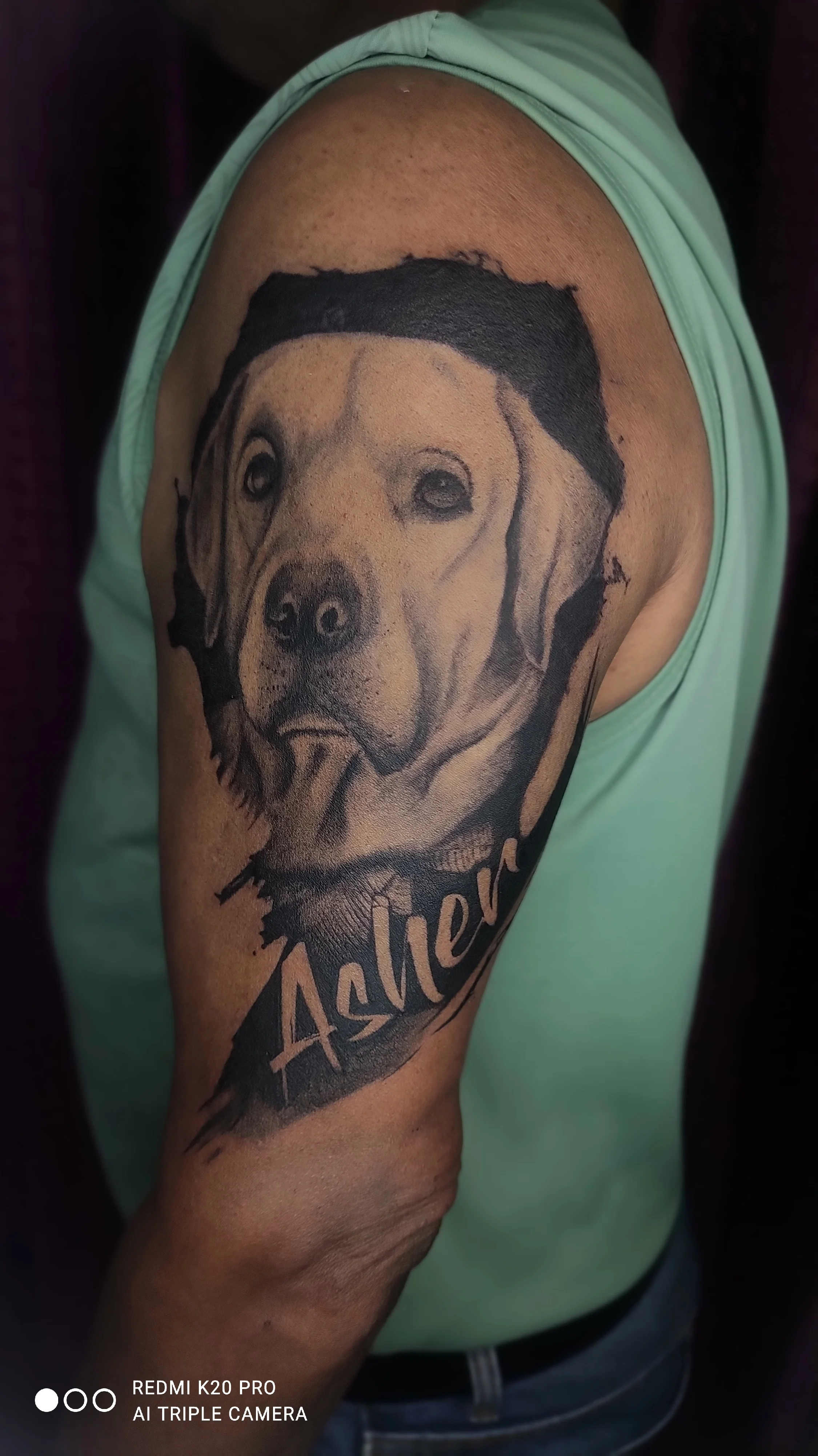 Realistic Dog Portrait Tattoo in Bangalore - Pet Memorial Design by Expert Artist